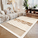 Tapis Rectangulaire Luxe Crème Texturé Multi-designs – Salon 4