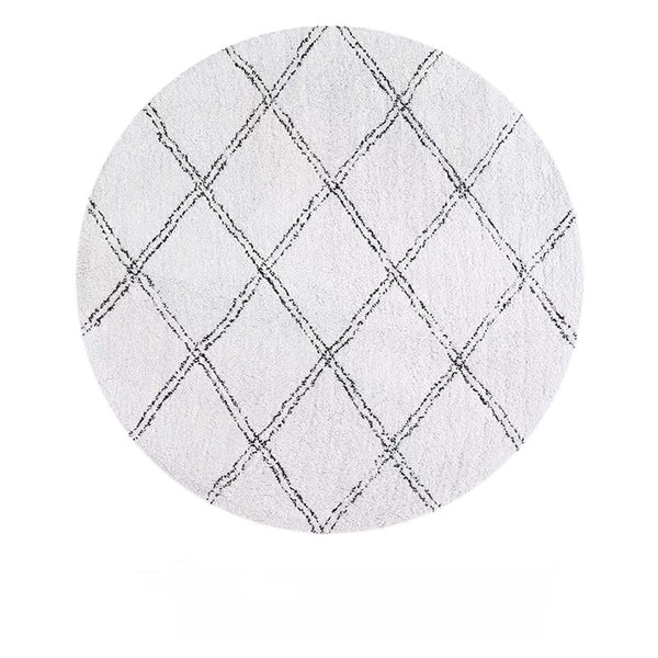 Tapis Rond Noir et Blanc Motifs Géométriques Zèbre et Graphiques