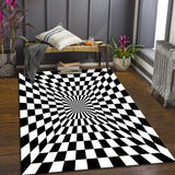Tapis Rectangulaire Motif Damier Géométrique Optique – Salon & Chambre 4