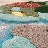 Tapis Forme Irrégulière Floqué Motif Paysage Naturel – Salon & Chambre 4