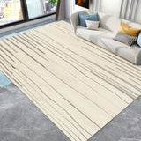 Tapis Rectangulaire Velours Cristal – Rayures Épurées Beige & Crème | Salon Chambre 7