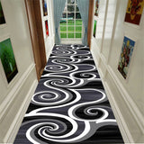 Tapis Couloir Runner Arabesque Noir Blanc Style Européen 1