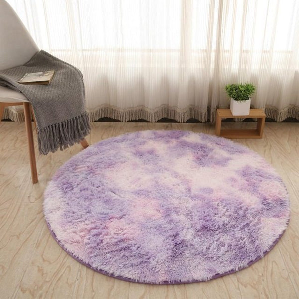 Tapis Rond Shaggy Poil Long – Fausse Fourrure Multicolore
