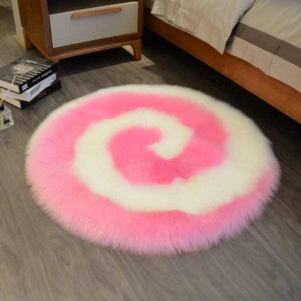 Tapis Rond Shaggy Spirale Bicolore – Chambre & Salon