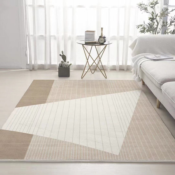 Tapis Salon Grande Taille Minimaliste Épais Imitation Cachemire Beige