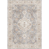 Tapis Persan Médaillon Floral – Rouge, Bleu & Gris – Salon & Bureau 2