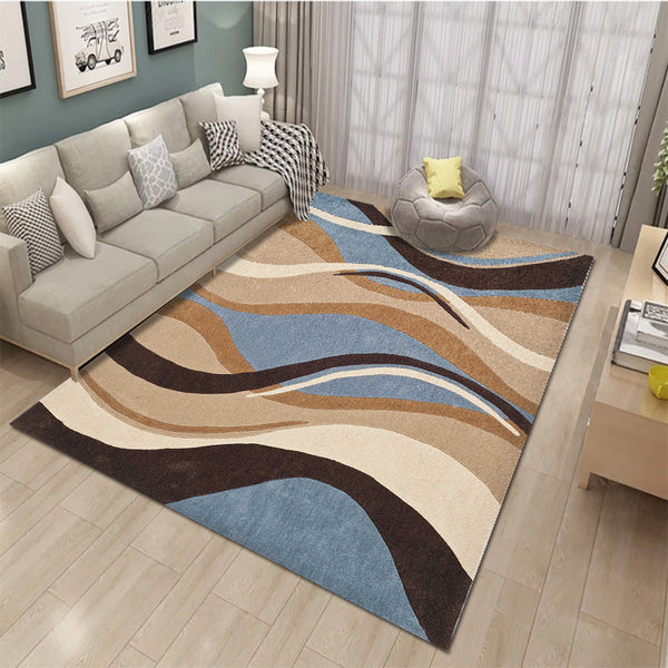 Tapis Rectangulaire Scandinave Vagues Abstraites – Salon