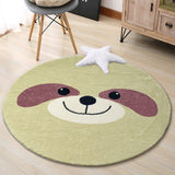 Tapis Rond Épais Visage Animal Chambre Enfant Coloré 5