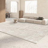Tapis Salon Grand Format Crème Uni Texturé Style Japonais 11