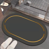Tapis Ovale Diatomite Bordure Dorée Anti-Dérapant – Salle de Bain & Entrée 4
