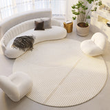 Tapis Rond Velours Cristal Rayé Crème – Style Silence 12