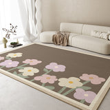 Tapis Floral Cartoon – Fleurs & Feuilles Beige & Rose | Salon Chambre 6