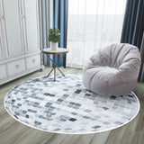 Tapis Rond Boule Disco Mosaïque Bleu et Gris 1