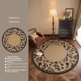 Tapis Rond Vintage – Motif Floral Oriental Beige & Brun | Salon Chambre 6