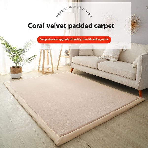 Tapis Rectangulaire Velours Corail Épais Uni – Grand Format