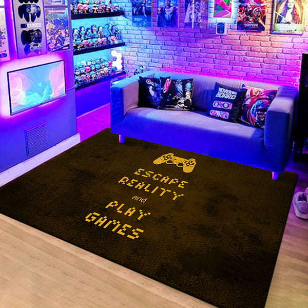 Tapis Rectangulaire Gamer Cyberpunk Néon Coloré – Chambre Ado