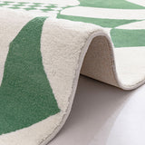 Tapis Rectangulaire Damier Luxe Vert & Blanc – Salon 3