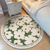 Tapis Rond Grandes Fleurs Blanches Style Marimekko – Salon & Chambre 2