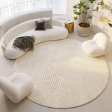 Tapis Rond Velours Cristal Rayé Crème – Style Silence 2