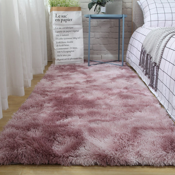 Tapis Rectangulaire Shaggy Tie-Dye Multicolore Ultra Doux – Chambre & Salon