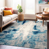 Tapis Abstrait Distressed – Style Moderne Épuré Beige & Gris | Salon Entrée 5