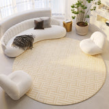 Tapis Rond Velours Cristal Rayé Crème – Style Silence 9