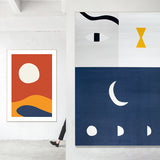 Tapis Rectangulaire Abstrait Graphique Orange & Marine – Salon 6