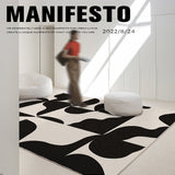 Tapis Rectangulaire Laine Géométrique Noir & Blanc – Salon & Salle à Manger 8