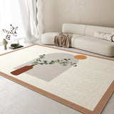Tapis Floral Cartoon – Fleurs & Feuilles Beige & Rose | Salon Chambre 9