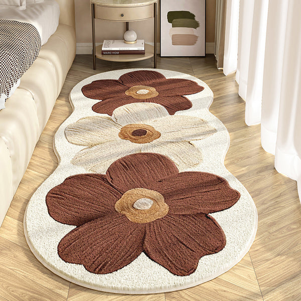Tapis Irrégulier Grande Fleur Colorée Imitation Cachemire Runner
