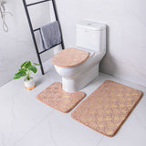 Set 3 Pièces Salle de Bain Motif Doré – Tapis WC, Bain & Contour 7
