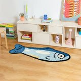 Tapis Forme Poisson Koi en Imitation Cachemire – Bleu 2