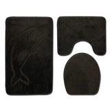 Set 3 Pièces Salle de Bain – Uni Coloré Texturé Embossé | Tapis & Contour WC 11