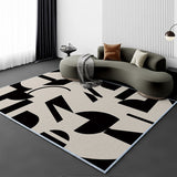Tapis Rectangulaire Velours Cristal Abstrait Noir & Blanc – Salon 8