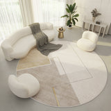 Tapis Rond Velours Crème Relief Anneaux – Salon & Chambre 3