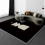Tapis Rectangulaire Velours Cristal Abstrait Noir & Blanc – Salon 6