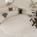 Tapis Rond Géométrique Noir & Crème Style Français – Salon & Chambre 16