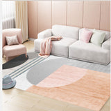 Tapis Multicolore Nordique – Motif Géométrique Abstrait Terracotta | Salon Chambre 10