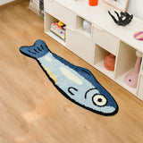 Tapis Forme Poisson Koi en Imitation Cachemire – Bleu 1