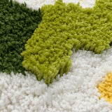 Tapis Irrégulier Pelouse Marguerites Vertes Floqué Salle de Bain 6