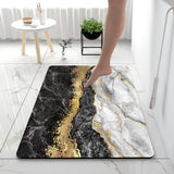 Tapis de Bain Diatomite Marbre Doré – Séchage Rapide 2