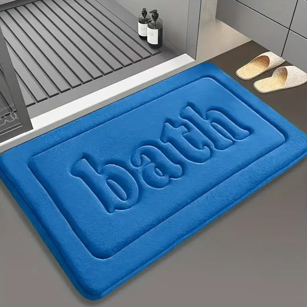 Tapis de Bain Velours Corail Inscription BATH – Salle de Bain & WC
