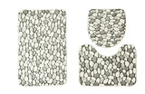 Set 3 Pièces Salle de Bain – Motif Galets Gris & Blanc | Tapis & Contour WC 4