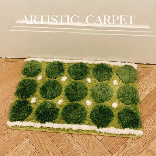 Tapis Rectangulaire Ultra-Doux Vert Mousse – Effet Gazon
