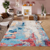 Tapis Abstrait Distressed – Style Moderne Épuré Beige & Gris | Salon Entrée 6