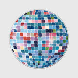 Tapis Rond Boule Disco Mosaïque Bleu et Gris 8