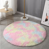 Tapis Rond Shaggy Poil Long – Fausse Fourrure Multicolore 12