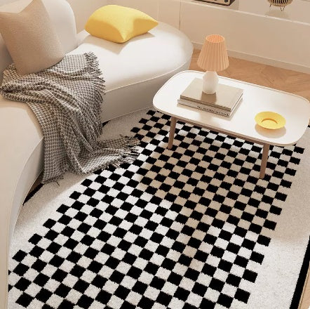 Tapis Rectangulaire Damier Bicolore – Salon & Chambre