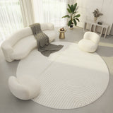 Tapis Rond Velours Crème Relief Anneaux – Salon & Chambre 1
