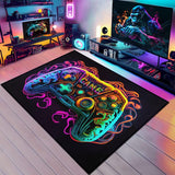 Tapis Gaming Floqué Manette Néon Chambre Ado Gamer Noir 2